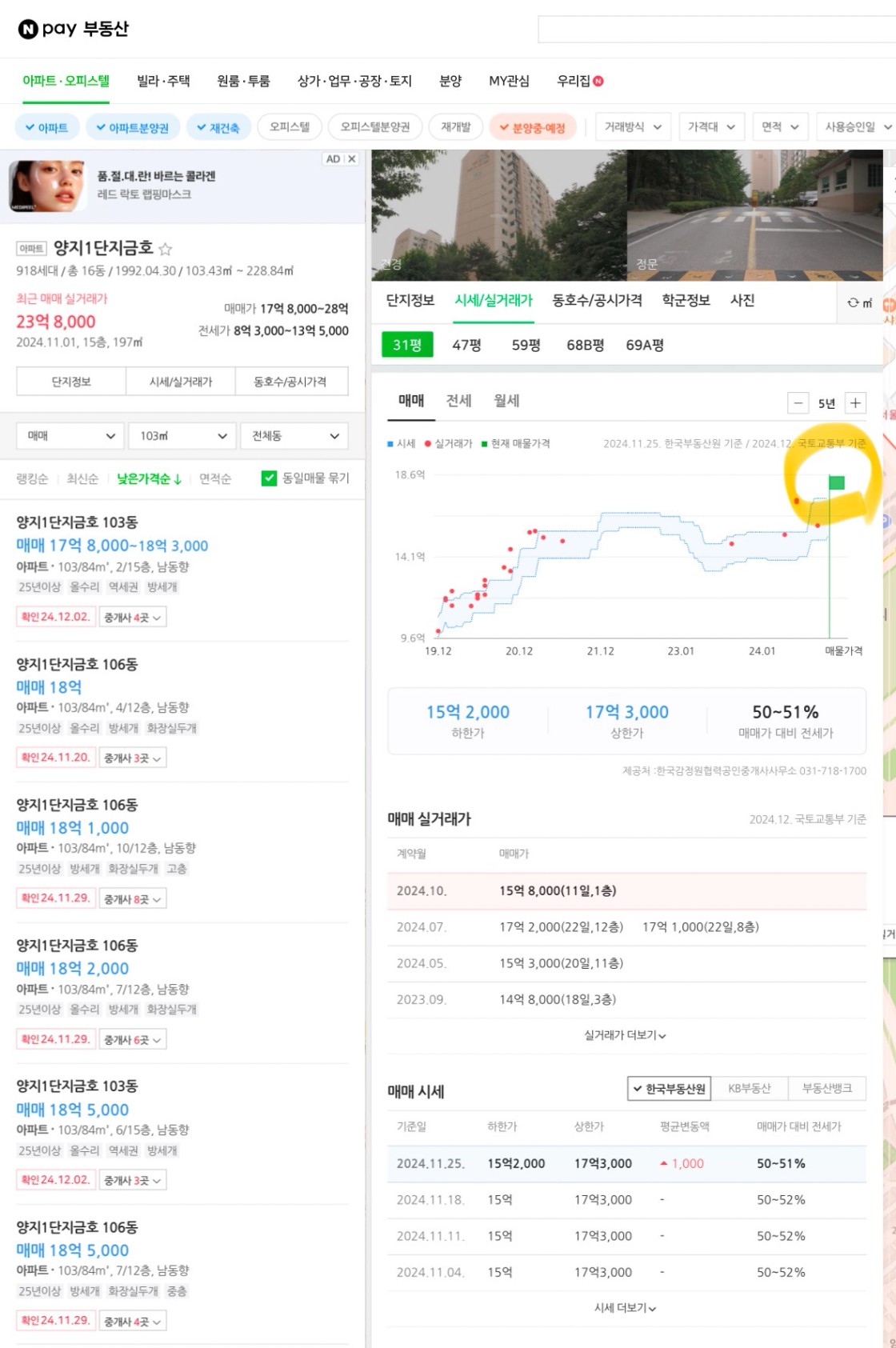 선도지구 양지금호 시세