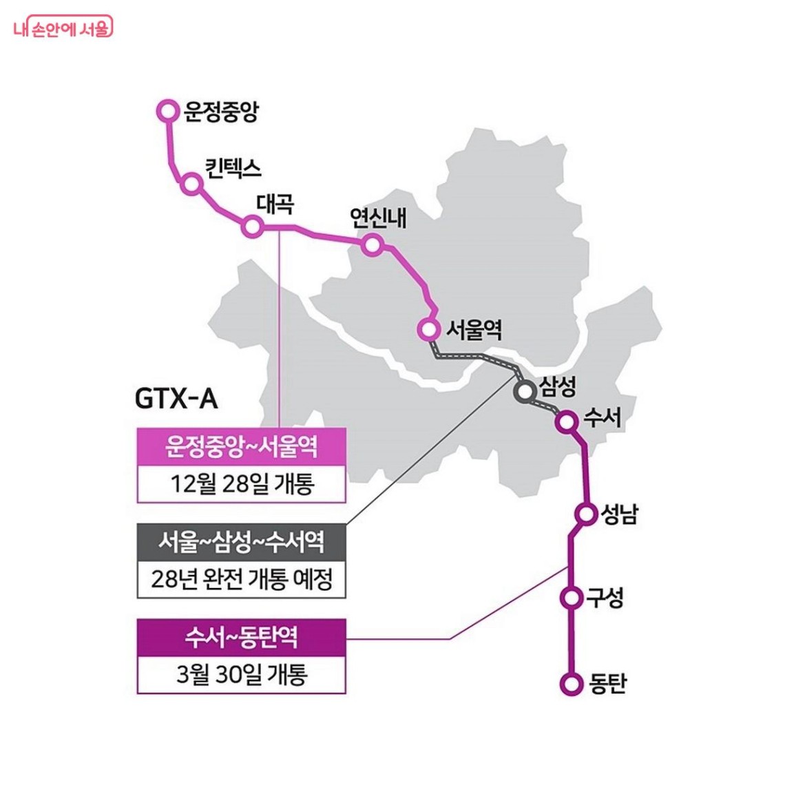 GTX-A 내년 전 구간 연결, '대치역~서울역' 17분만에 간다! | 서울시 - 내 손안에 서울