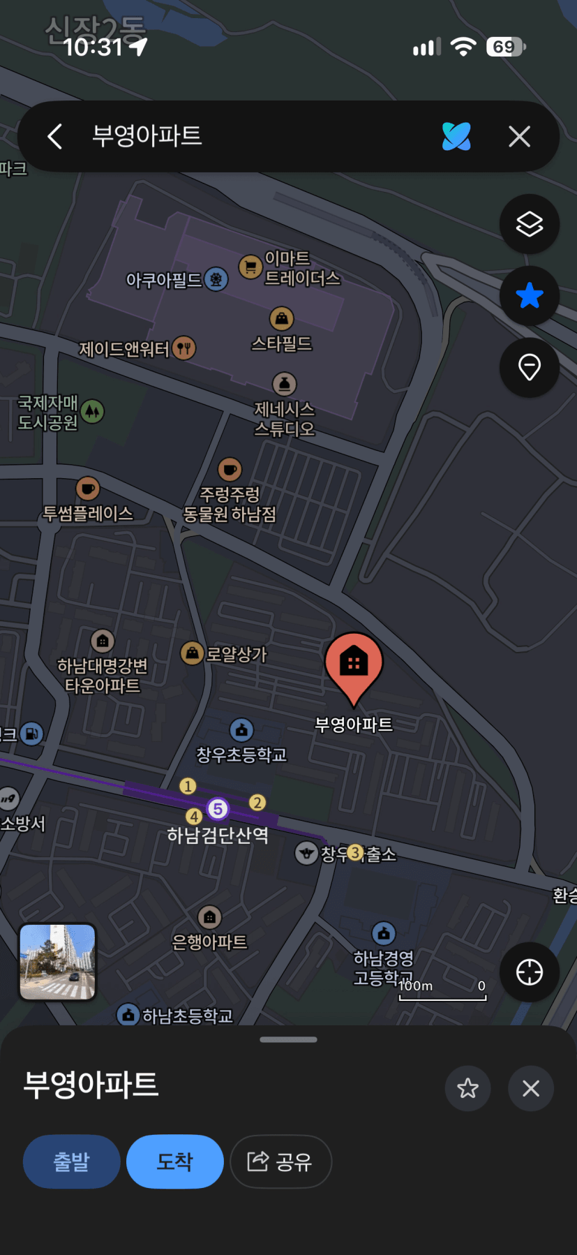 창우 부영 위치 지도: 하남검단산역·스타필드 하남·창우초 인접