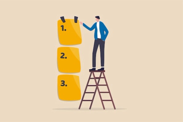 작업 우선 순위를 설정하고 전후에 할 작업 목록을 정렬하십시오. | 프리미엄 벡터