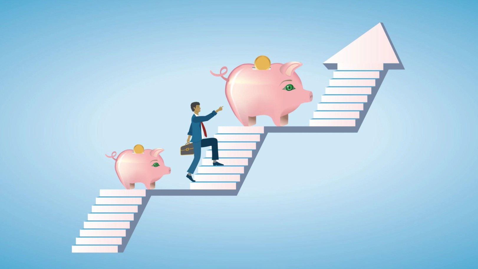 Growth, invest to increase savings and profit. Vector illustration.