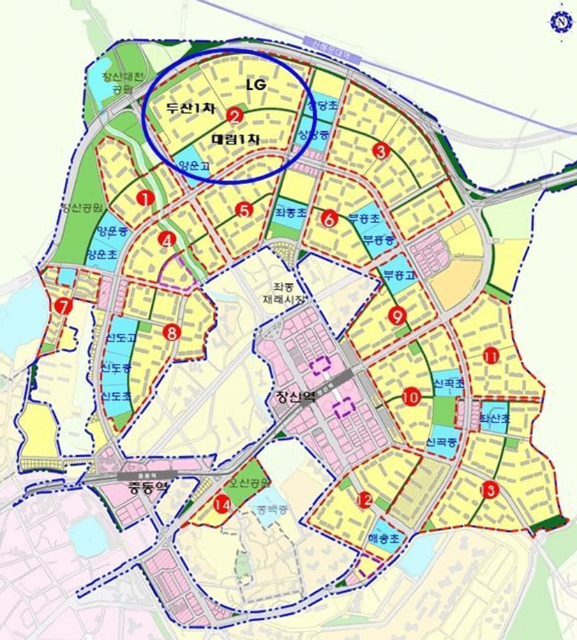 노후 계획도시 정비 기본계획(안)에 따라 마련된 특별정비예정 선도지구 선정 구역 위치도./부산시 제공
