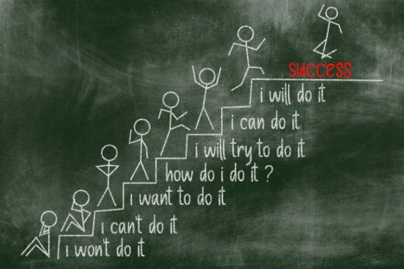 motivational stick figures로 성공하는 단계의 칠판 그림 - 태도 뉴스 사진 이미지