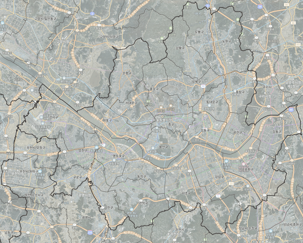 서울의 위성사진